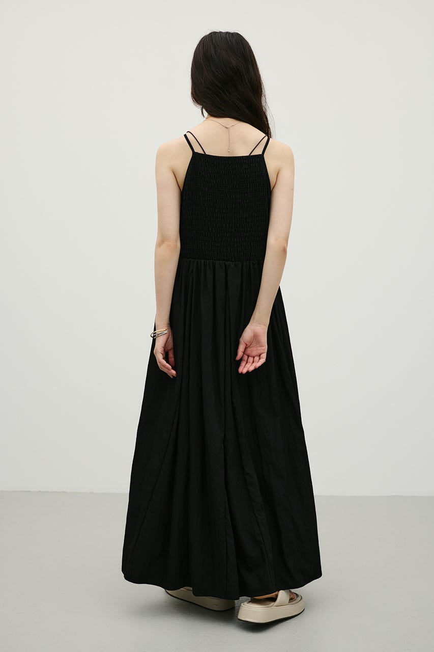 シャーリングギャザーキャミワンピース BLK M