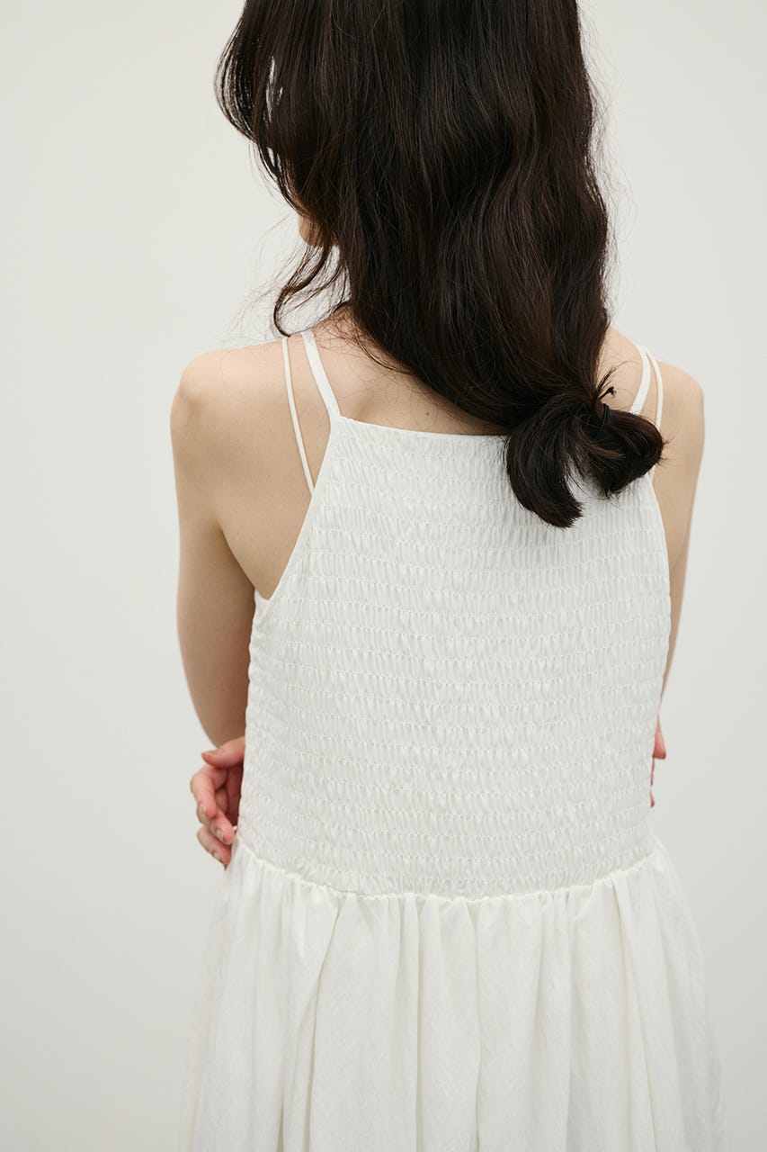 シャーリングギャザーキャミワンピース WHT M
