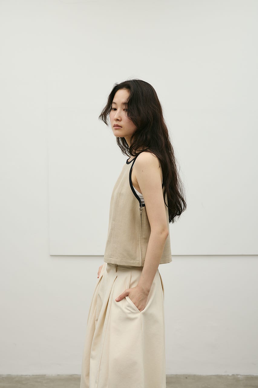 セットアップバイカラーキャミ BEG S