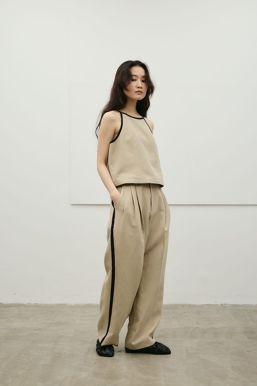 セットアップバイカラーキャミ BEG S