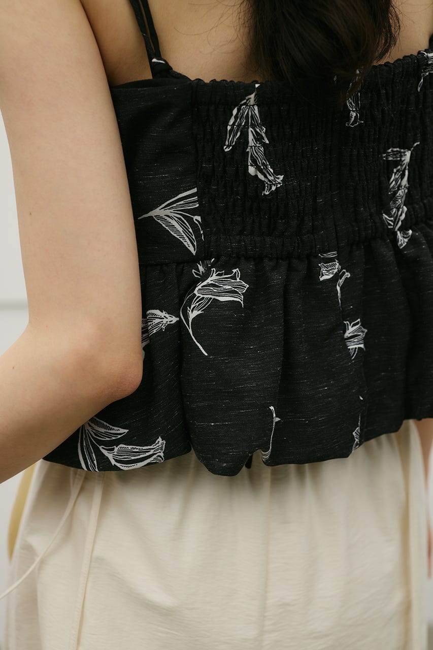 リネンミックスバルーンキャミ 柄BLK M