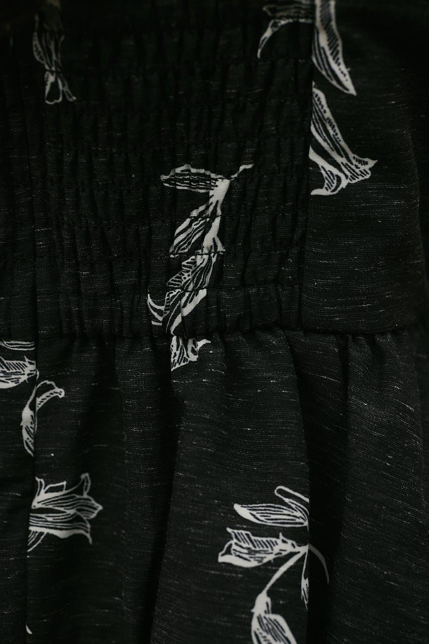 リネンミックスバルーンキャミ 柄BLK M