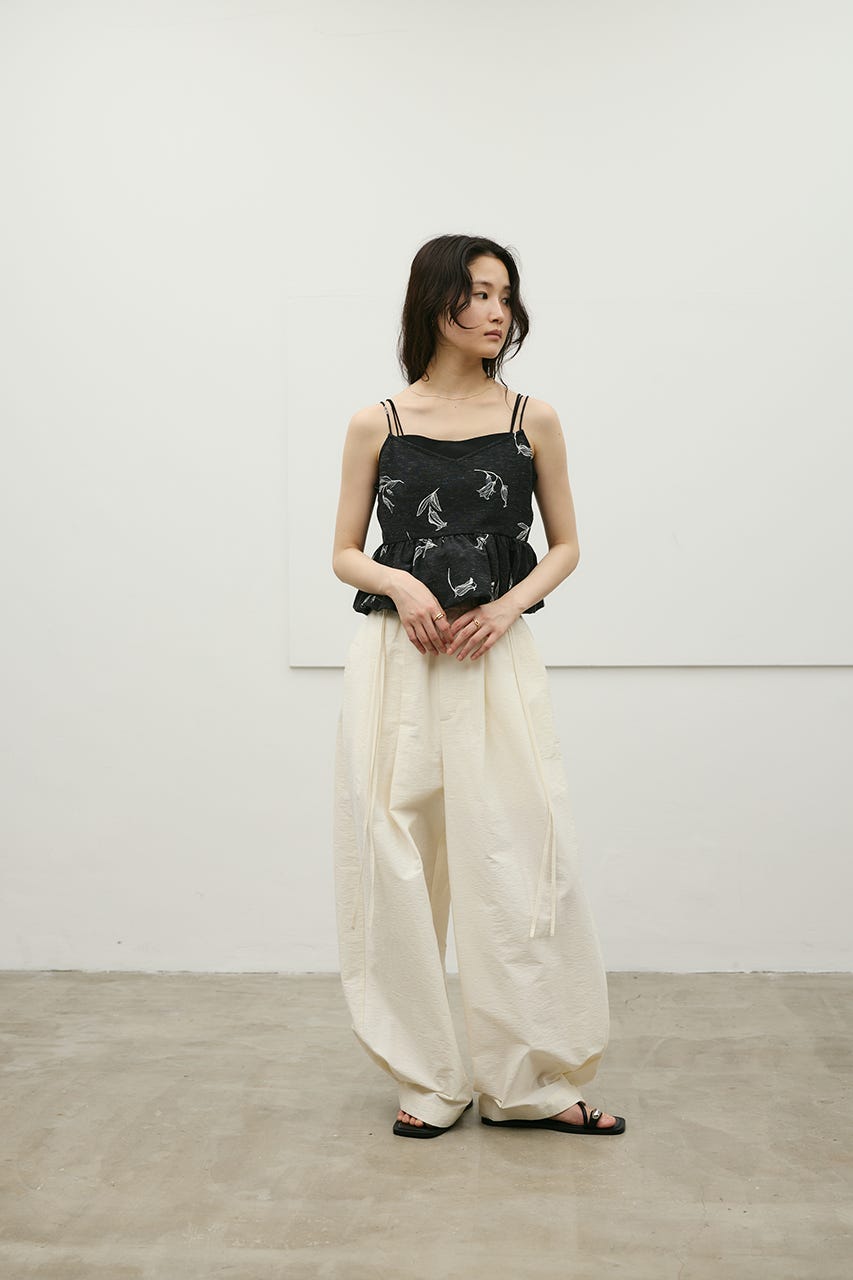 リネンミックスバルーンキャミ 柄BLK M