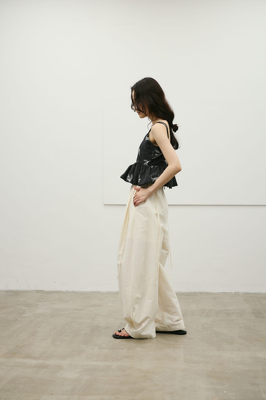 リネンミックスバルーンキャミ 柄BLK M