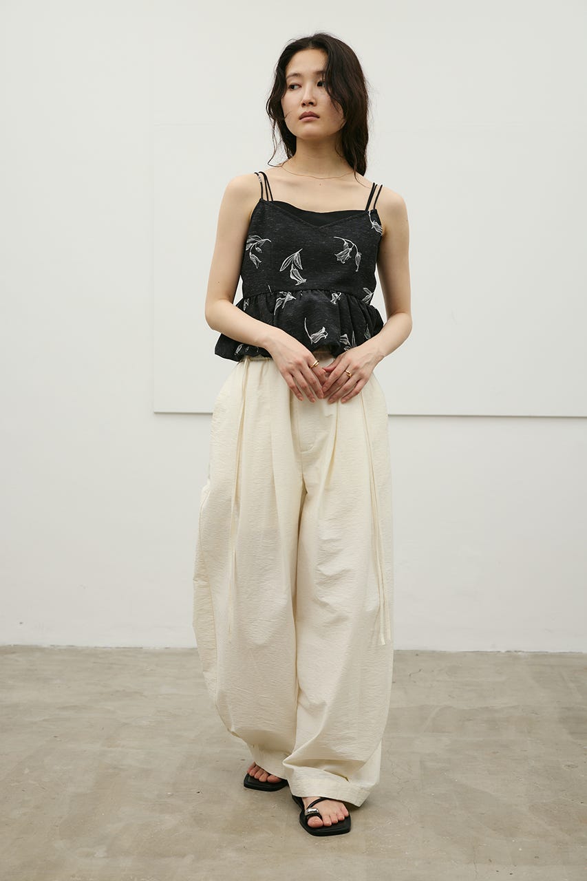 リネンミックスバルーンキャミ 柄BLK M