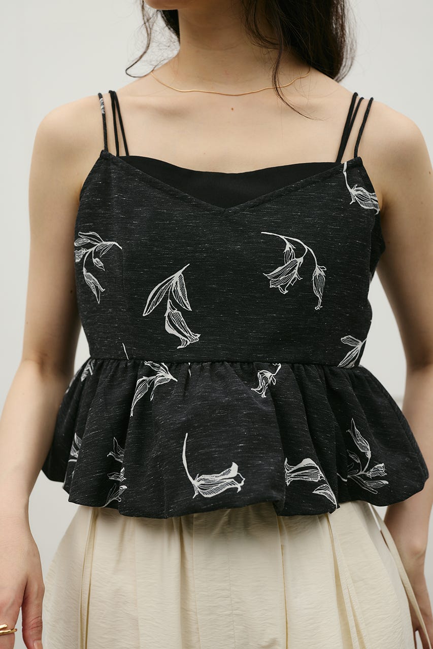 リネンミックスバルーンキャミ 柄BLK M