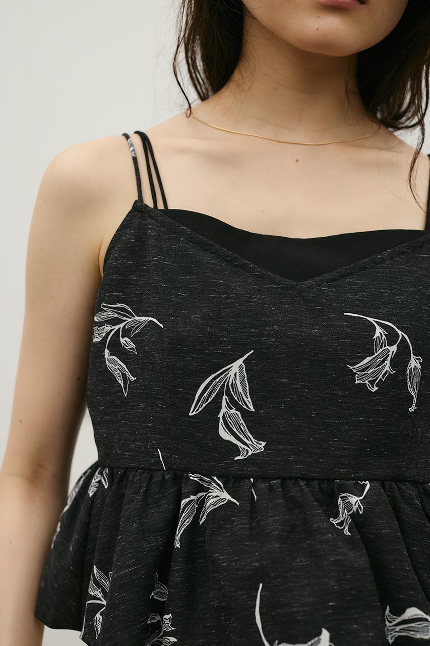 リネンミックスバルーンキャミ 柄BLK M