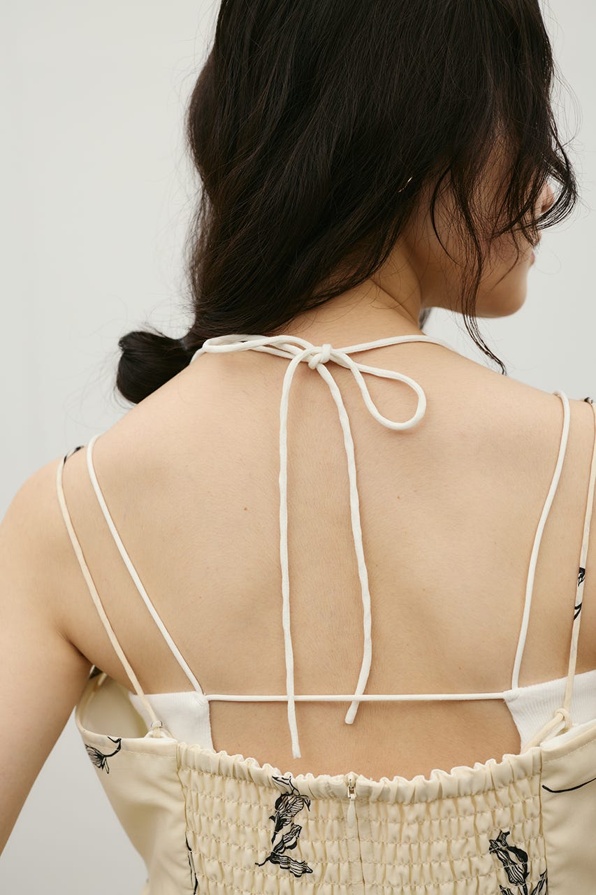 リネンミックスバルーンキャミ 柄WHT S