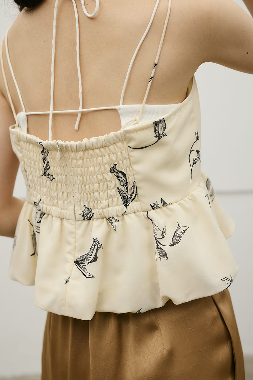 リネンミックスバルーンキャミ 柄WHT S