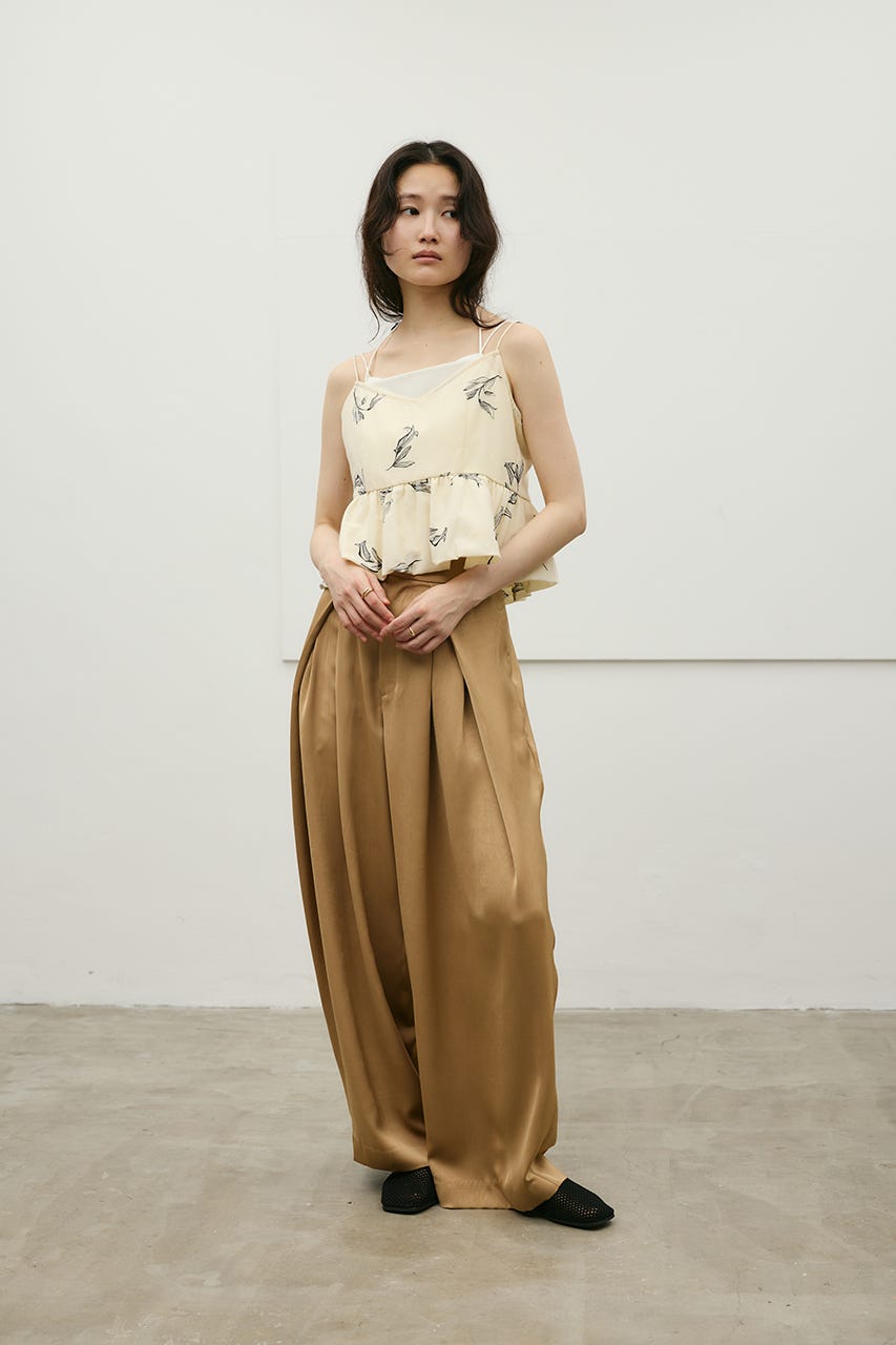 リネンミックスバルーンキャミ 柄WHT S