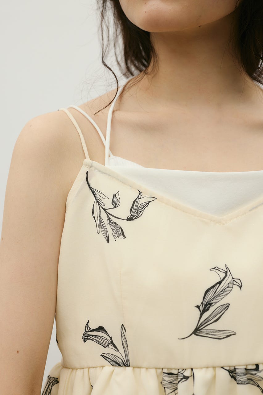 リネンミックスバルーンキャミ 柄WHT S