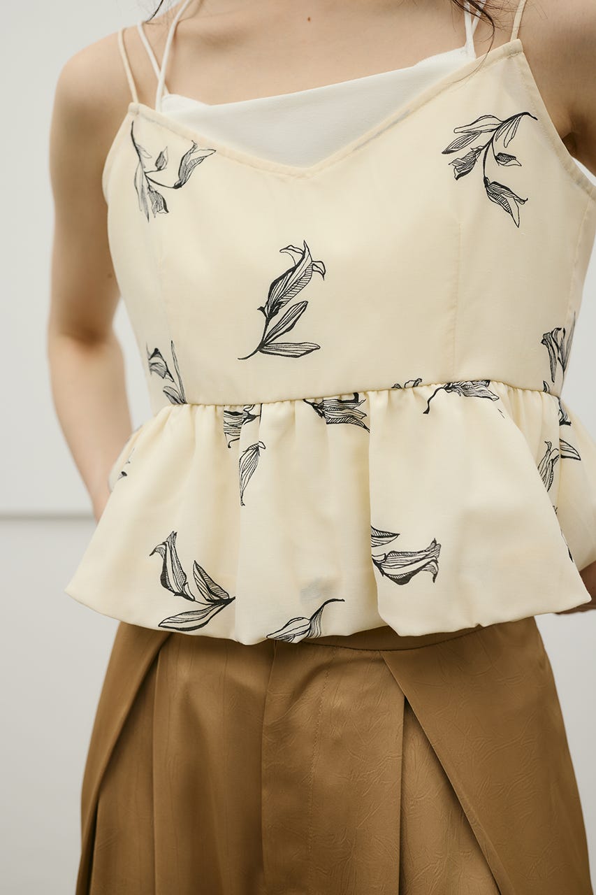 リネンミックスバルーンキャミ 柄WHT S