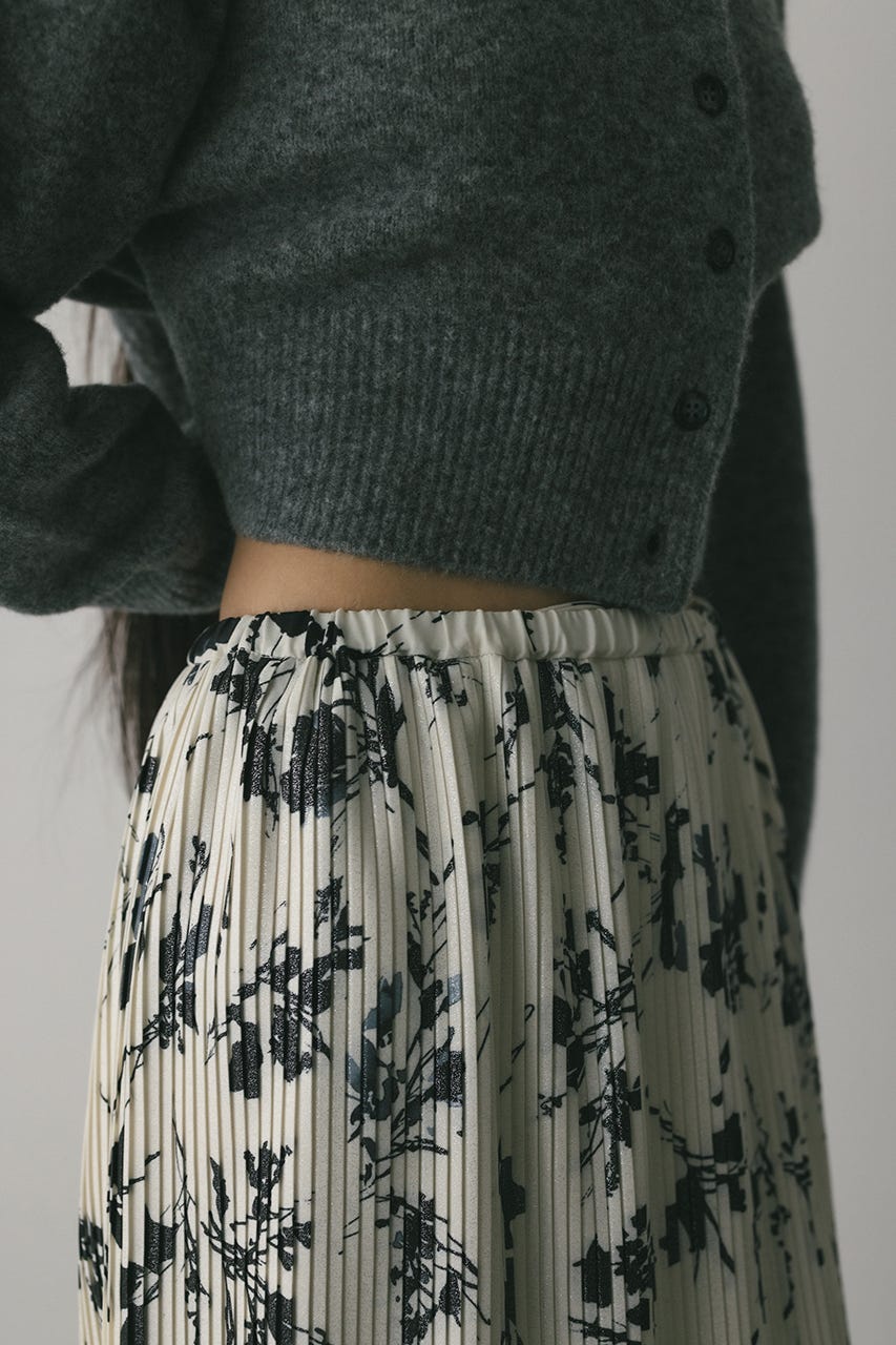 フラワープリントプリーツスカート WHT S