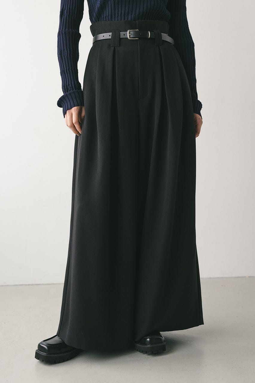 ハイウエストタックワイドパンツ BLK M