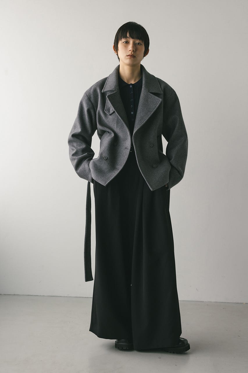 ハイウエストタックワイドパンツ BLK M