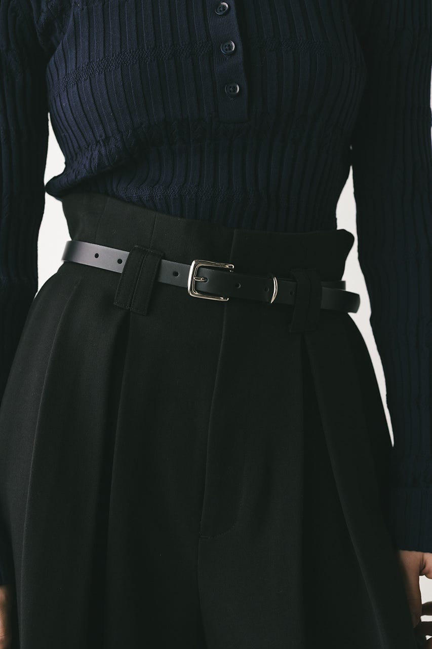 ハイウエストタックワイドパンツ BLK M