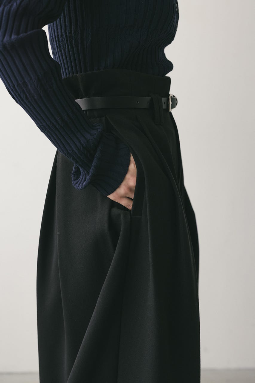 ハイウエストタックワイドパンツ BLK M