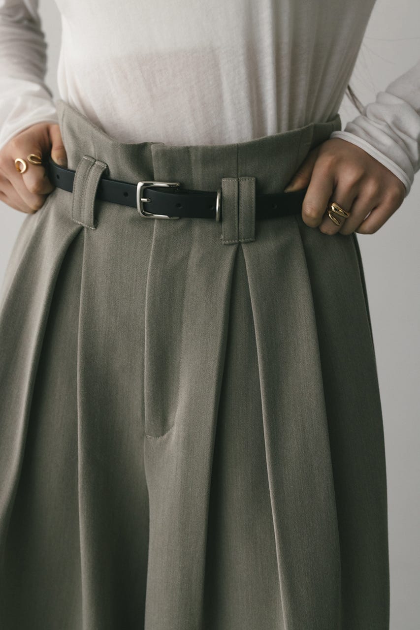 ハイウエストタックワイドパンツ L/BEG S