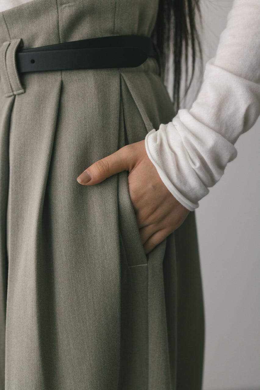 ハイウエストタックワイドパンツ L/BEG S