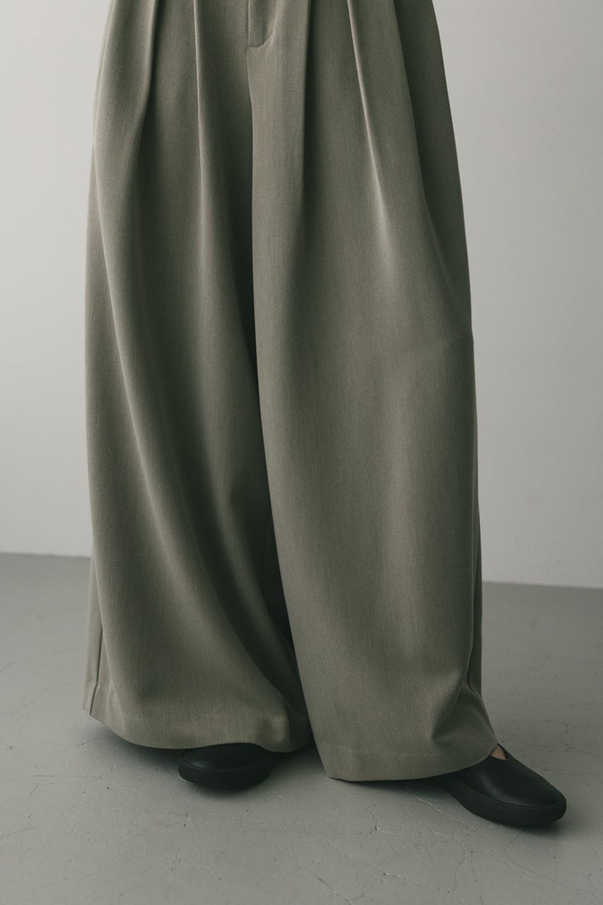 ハイウエストタックワイドパンツ L/BEG S