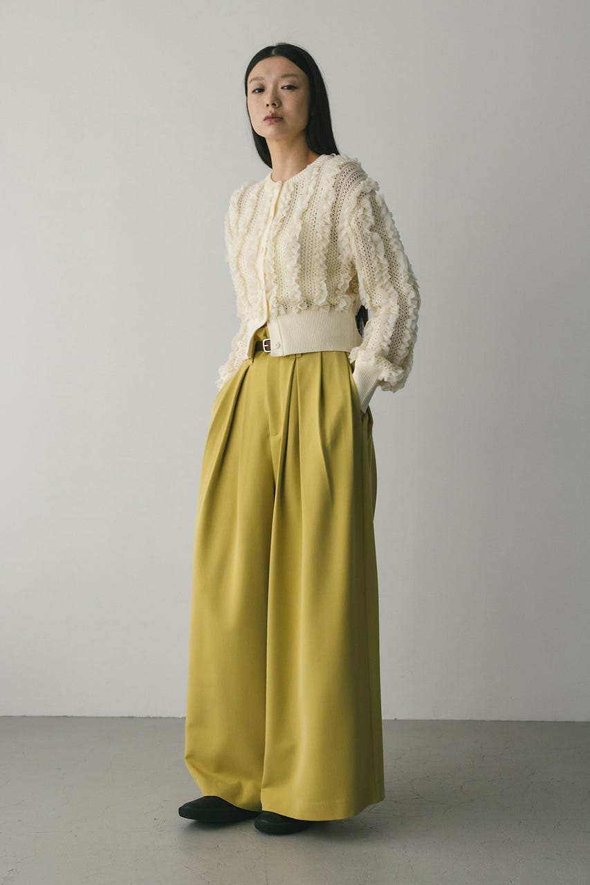 ハイウエストタックワイドパンツ YEL M
