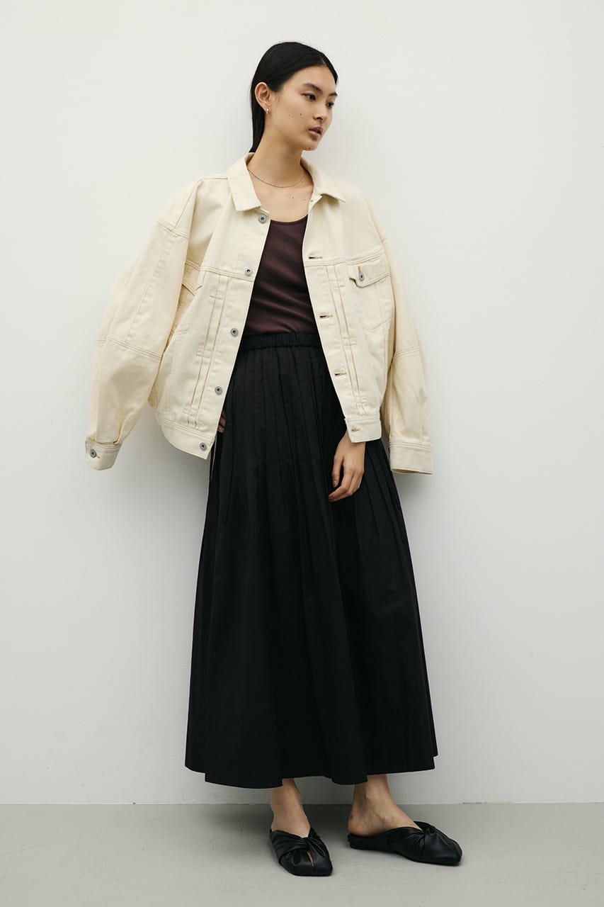 タックプリーツフレアスカート BLK M