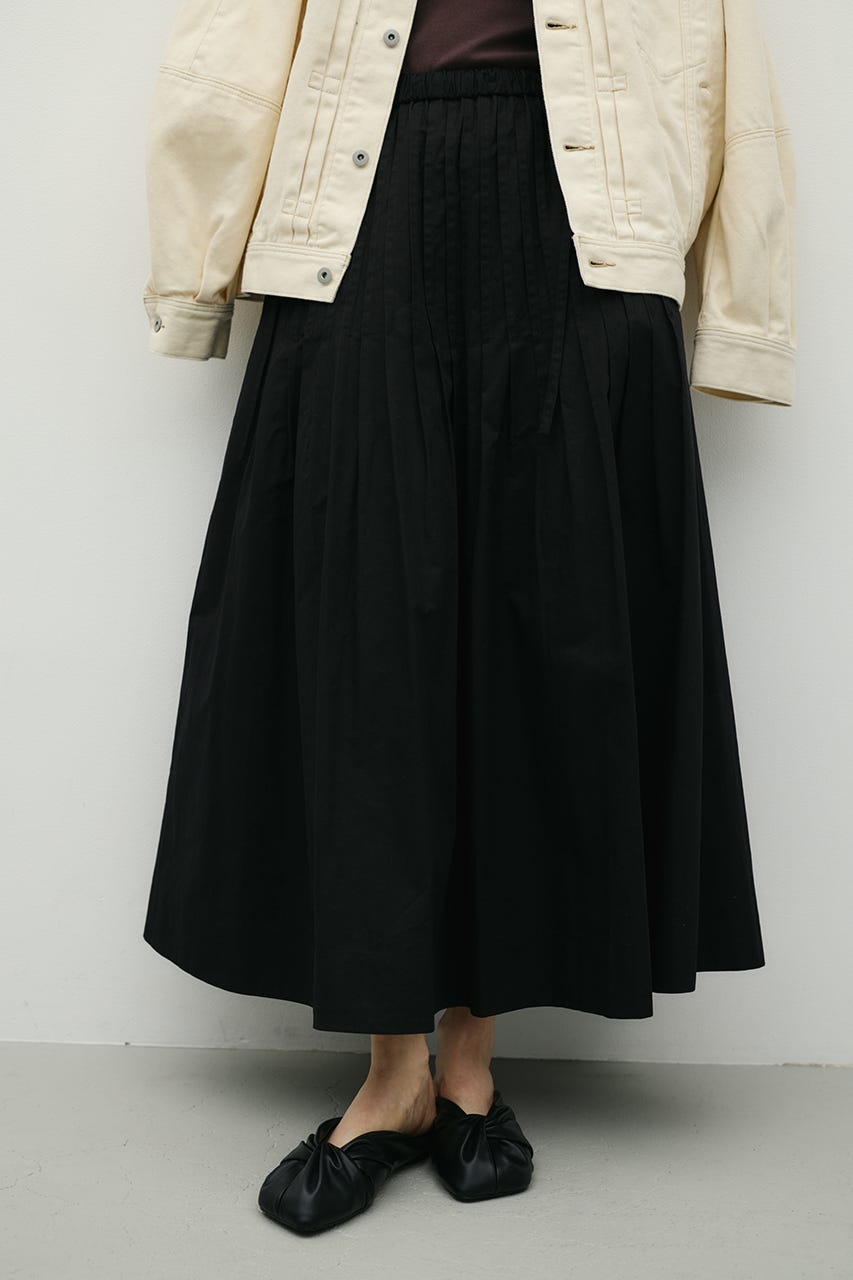 タックプリーツフレアスカート BLK M