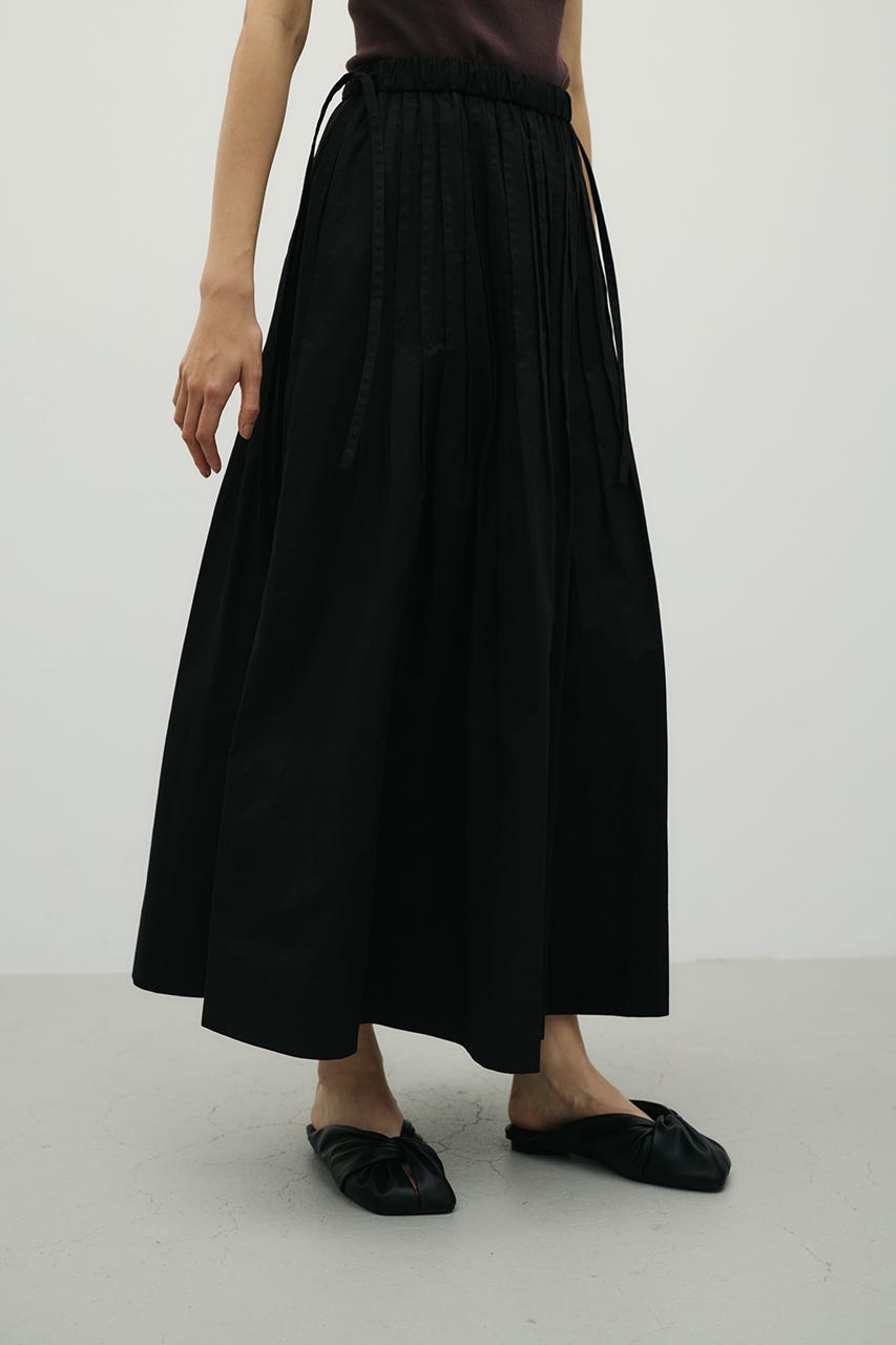 タックプリーツフレアスカート BLK M
