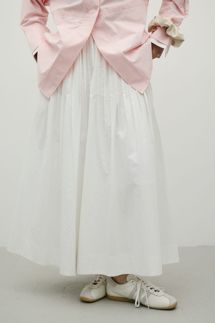 タックプリーツフレアスカート WHT M