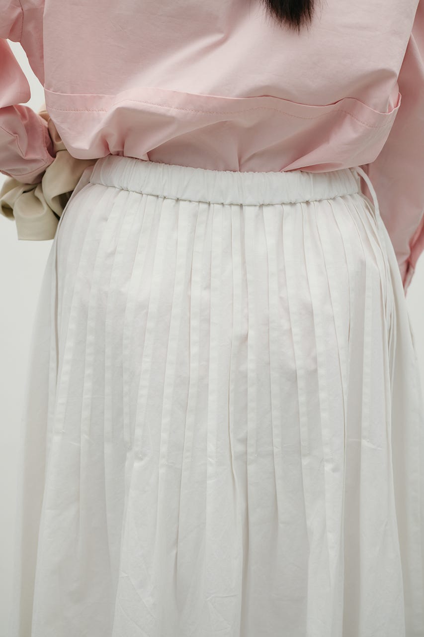 タックプリーツフレアスカート WHT M