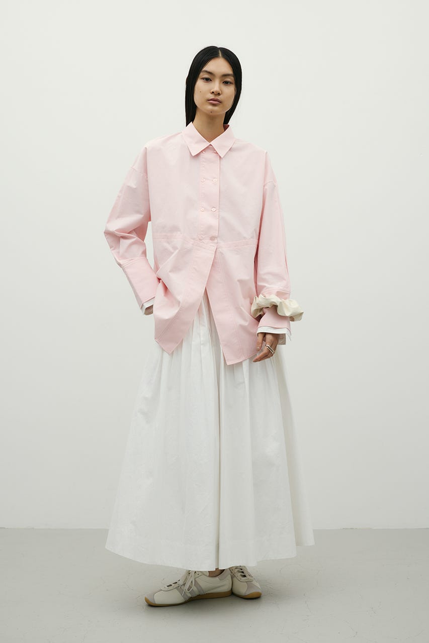 タックプリーツフレアスカート WHT M