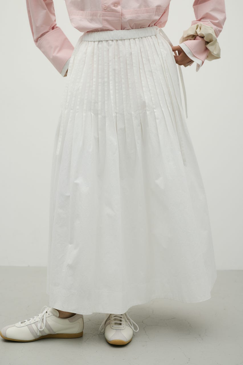 タックプリーツフレアスカート WHT M