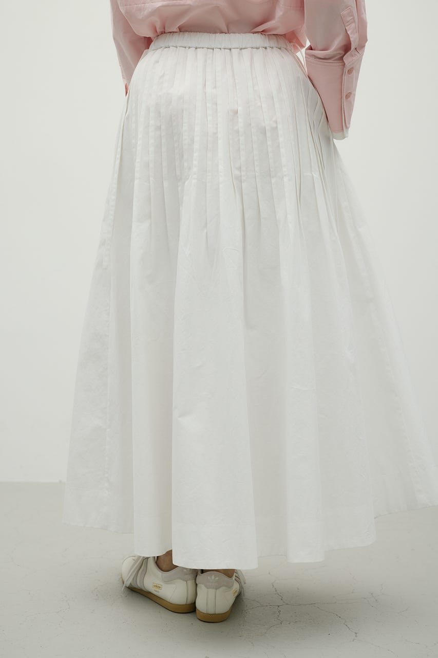 タックプリーツフレアスカート WHT M