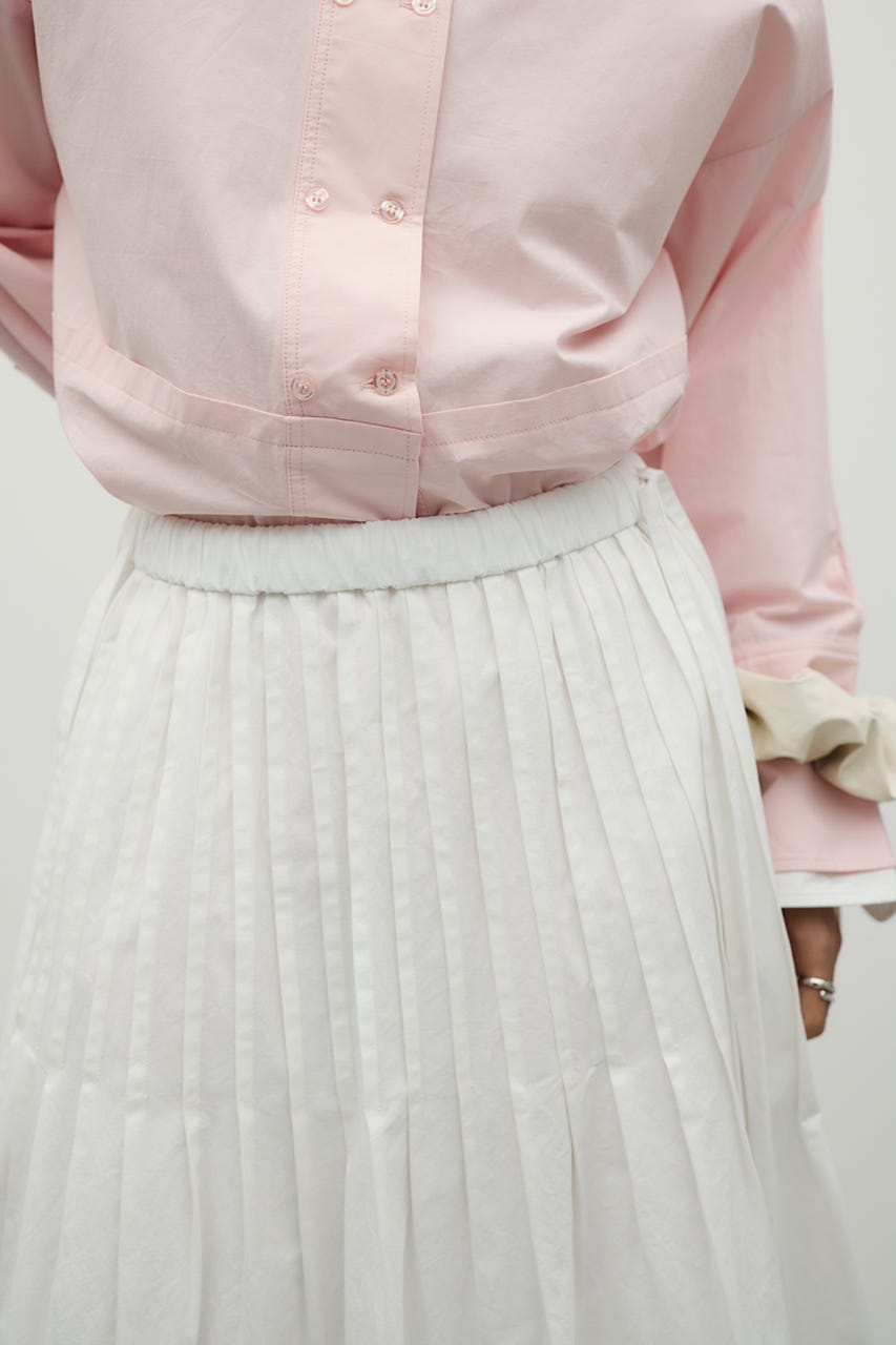 タックプリーツフレアスカート WHT M