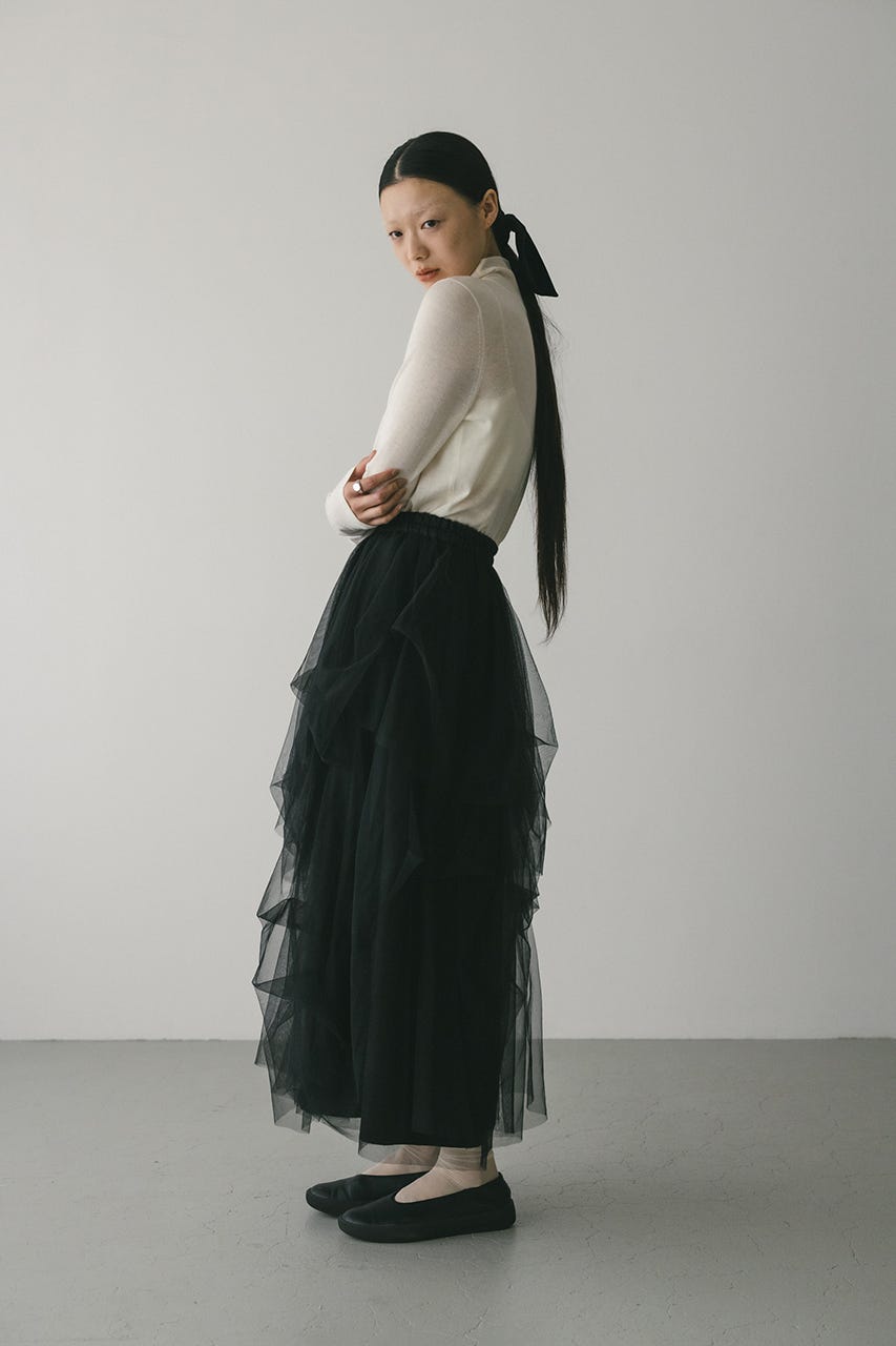 ランダムティアードチュールスカート BLK S