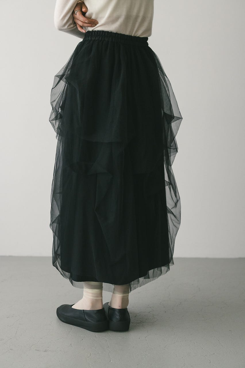 ランダムティアードチュールスカート BLK S