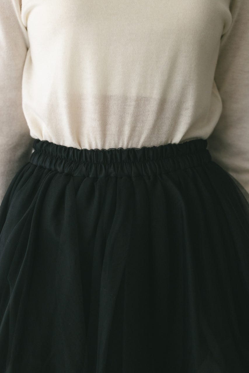 ランダムティアードチュールスカート BLK S
