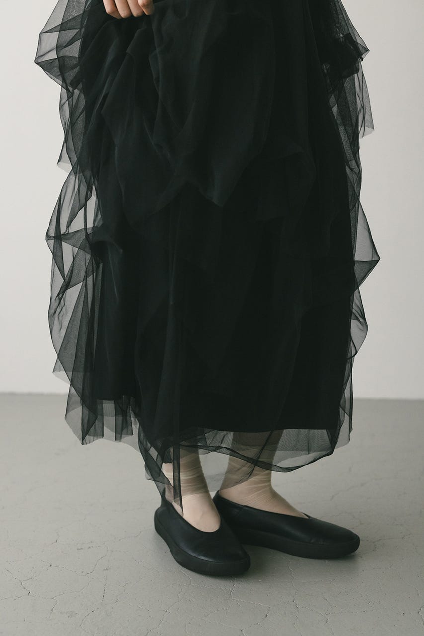 ランダムティアードチュールスカート BLK S