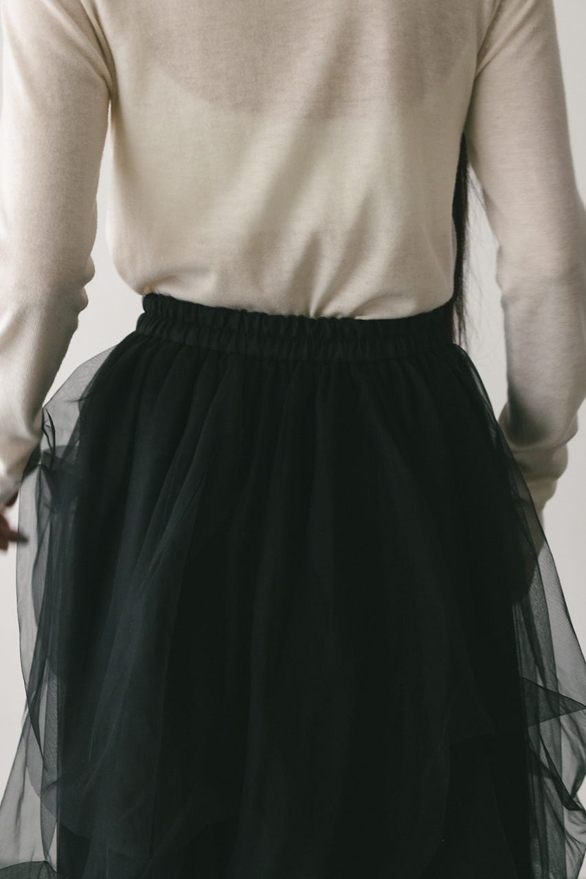 ランダムティアードチュールスカート BLK S