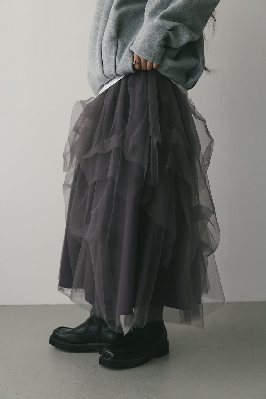 ランダムティアードチュールスカート PUR S