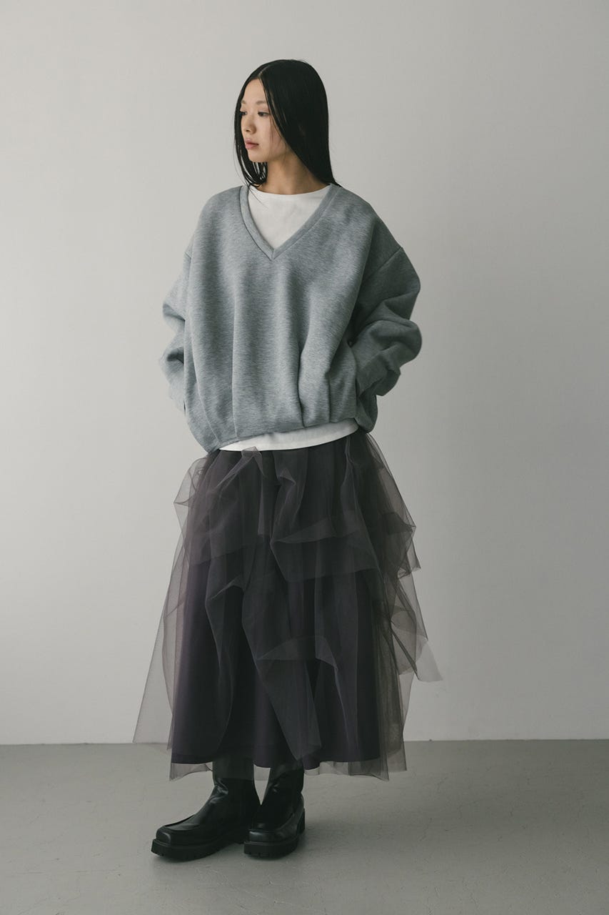 ランダムティアードチュールスカート PUR S