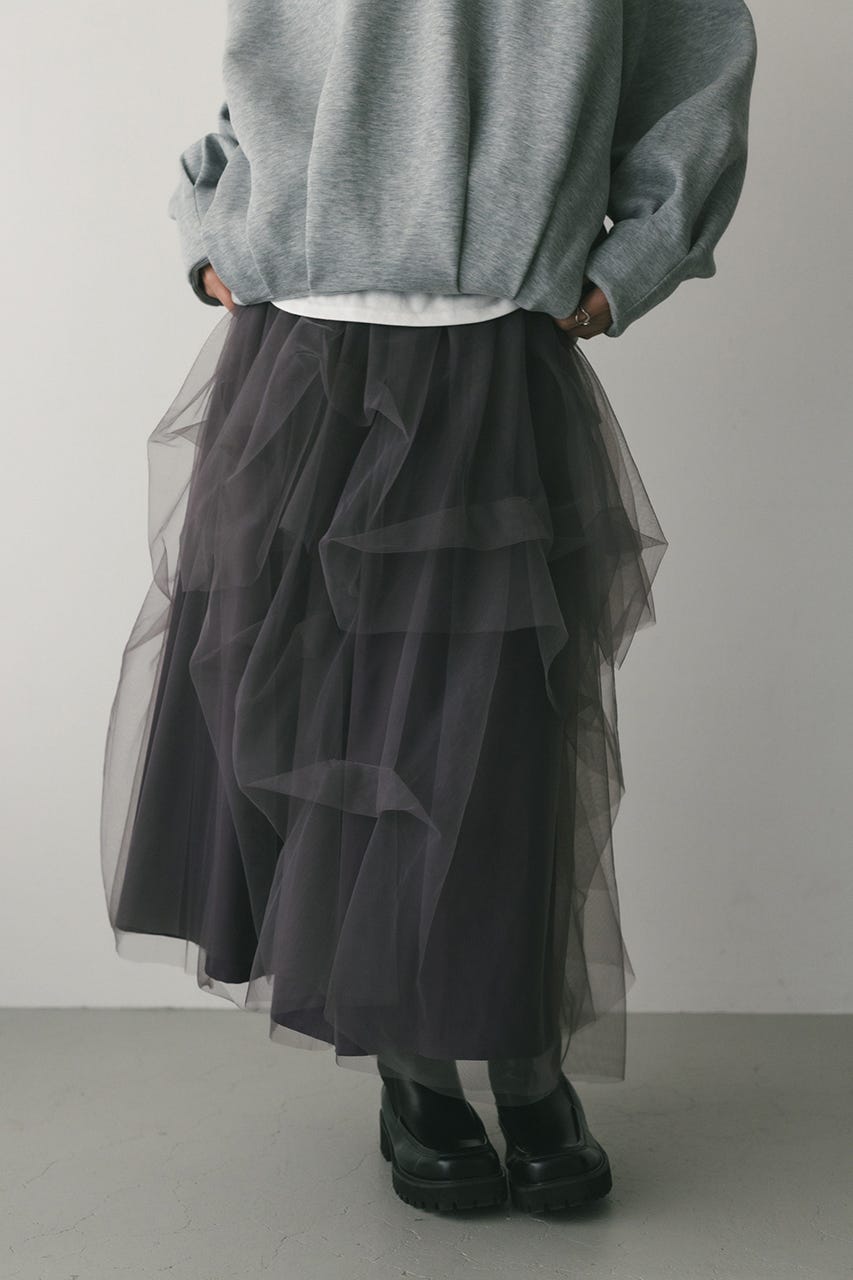 ランダムティアードチュールスカート PUR S