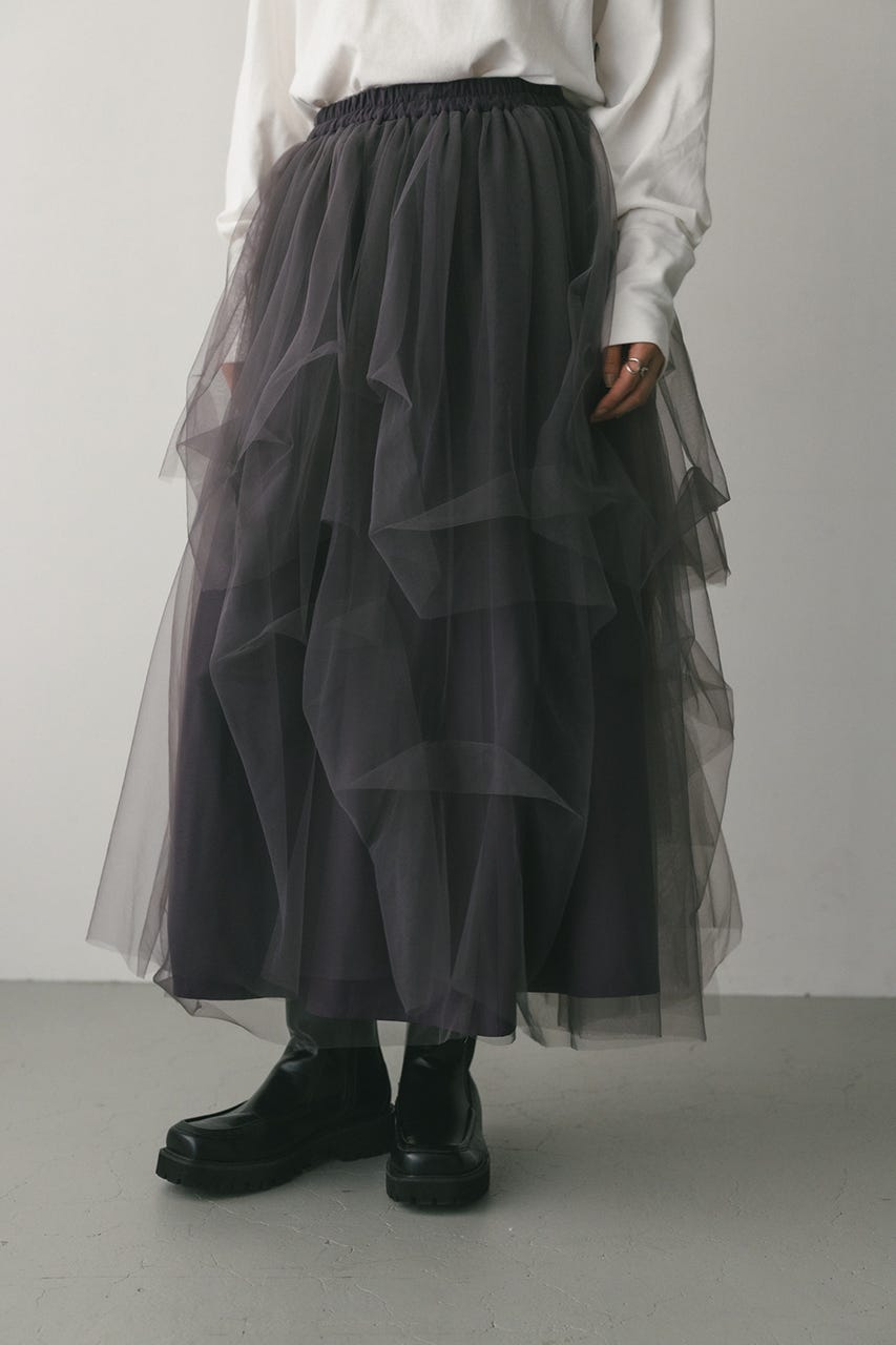 ランダムティアードチュールスカート PUR S