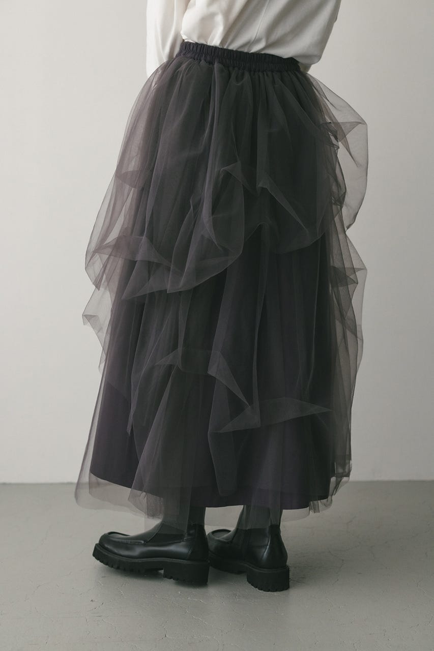 ランダムティアードチュールスカート PUR S