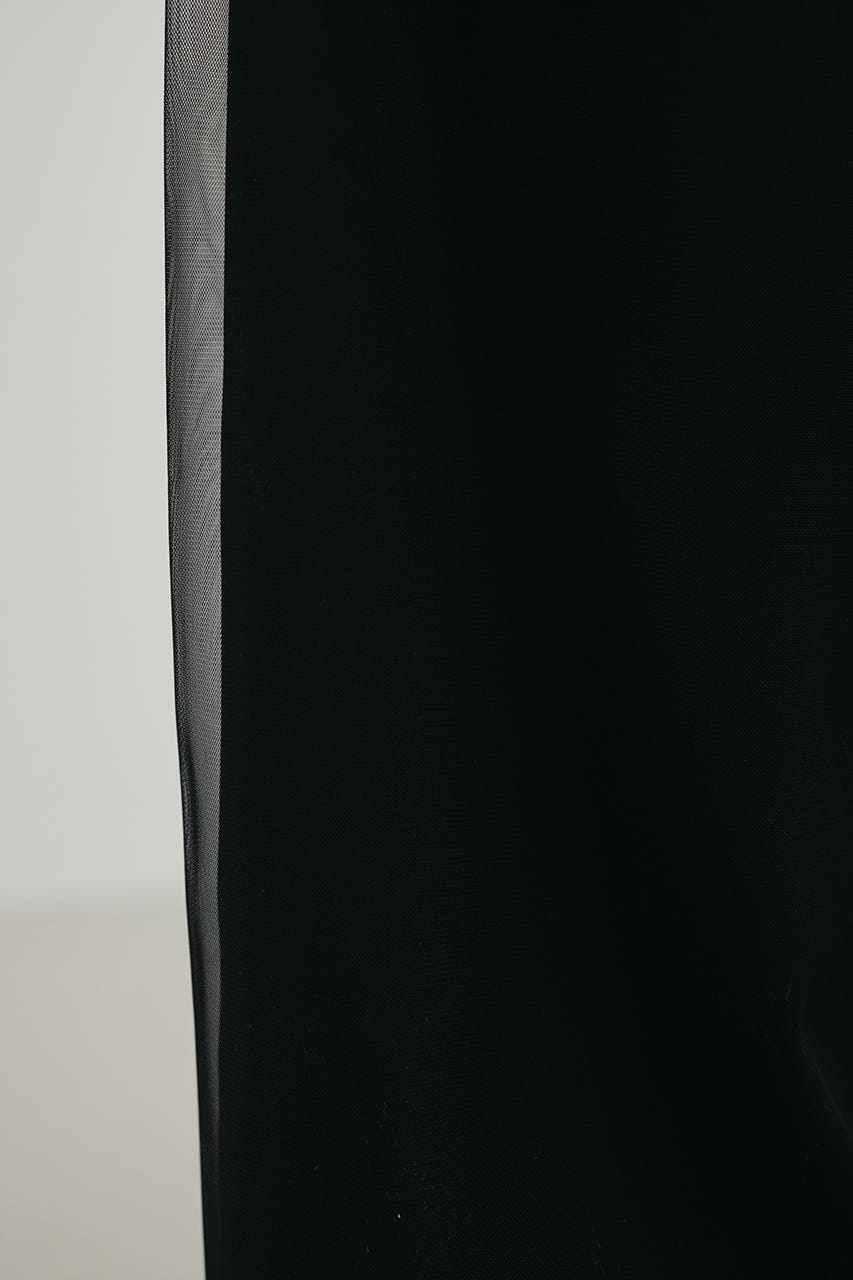 シアーレイヤードリラックスパンツ BLK S