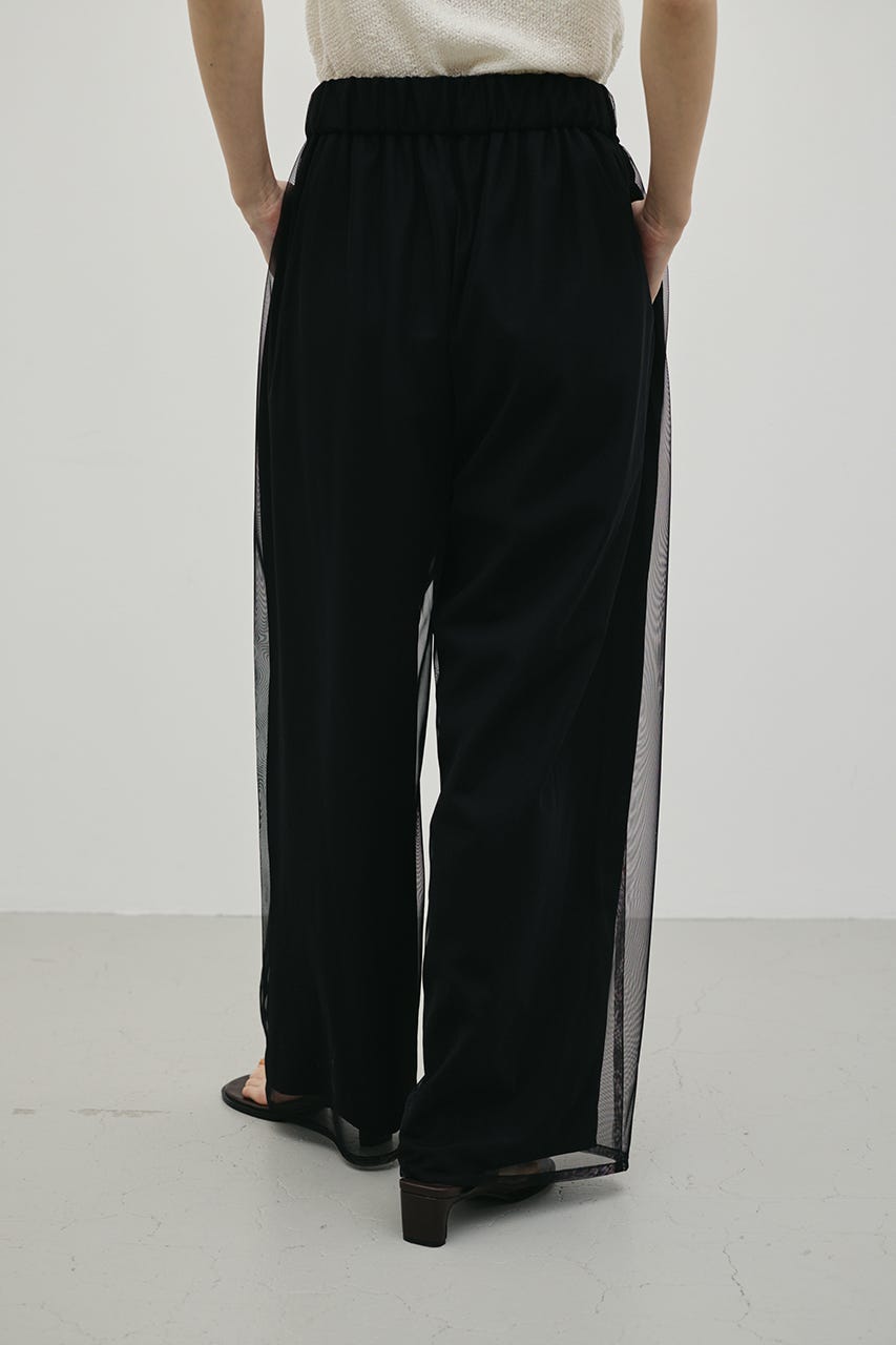 シアーレイヤードリラックスパンツ BLK S