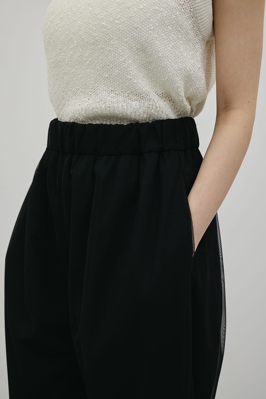 シアーレイヤードリラックスパンツ BLK S