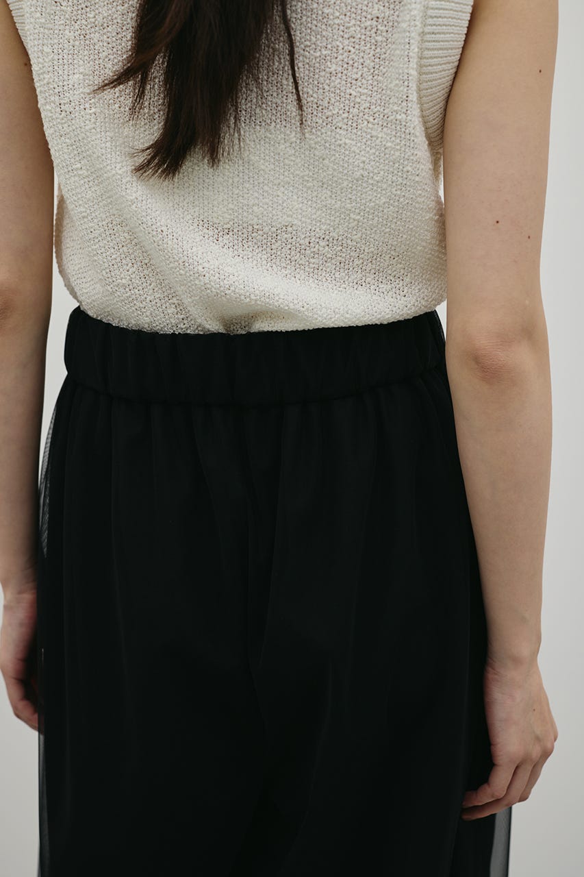 シアーレイヤードリラックスパンツ BLK S