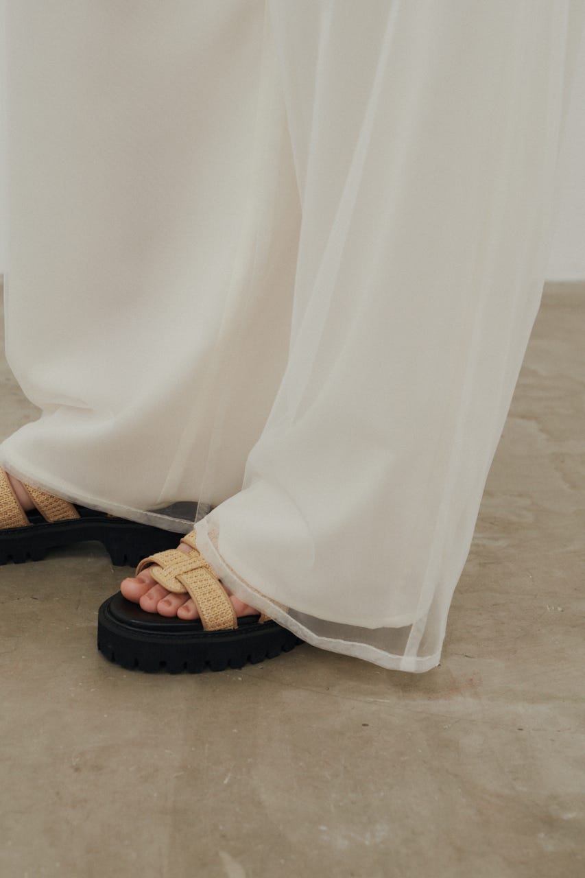 シアーレイヤードリラックスパンツ WHT M