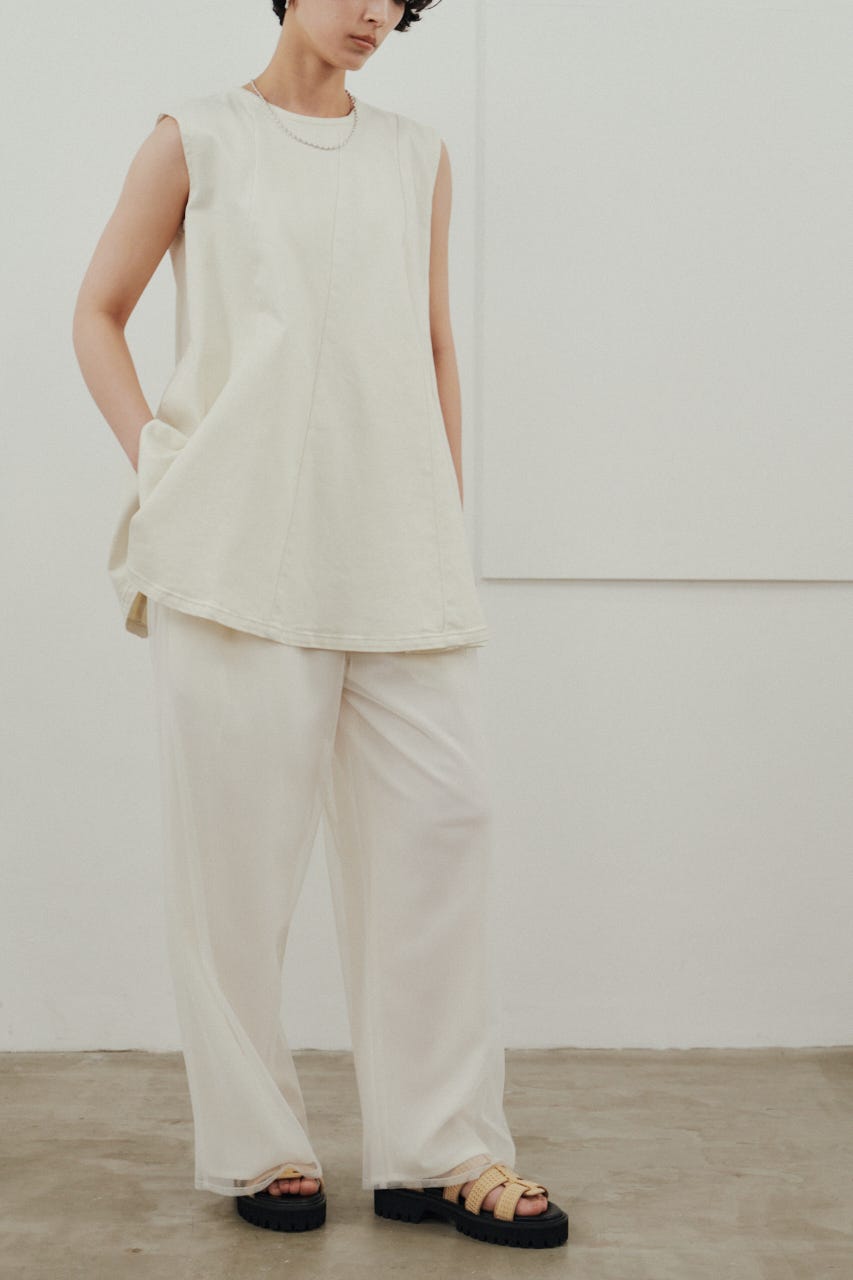 シアーレイヤードリラックスパンツ WHT M